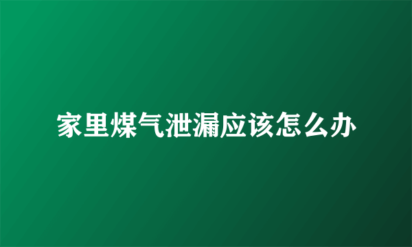 家里煤气泄漏应该怎么办