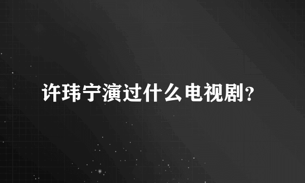 许玮宁演过什么电视剧？