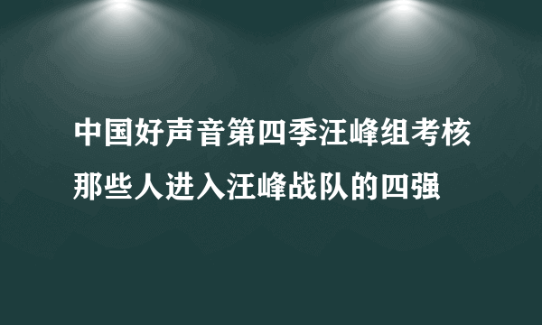 中国好声音第四季汪峰组考核那些人进入汪峰战队的四强