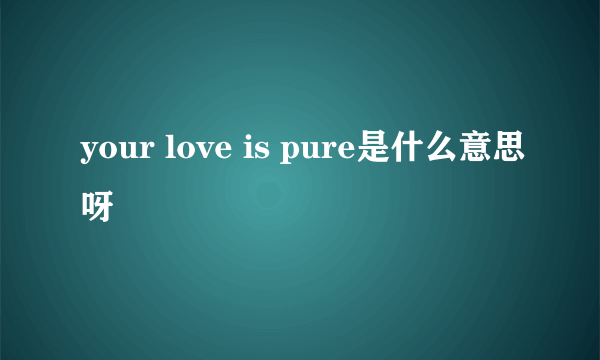 your love is pure是什么意思呀