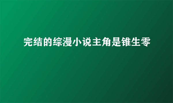 完结的综漫小说主角是锥生零