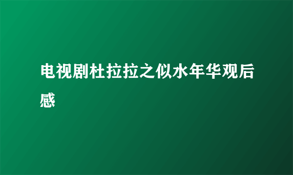 电视剧杜拉拉之似水年华观后感