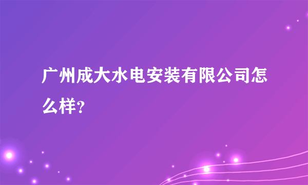 广州成大水电安装有限公司怎么样？