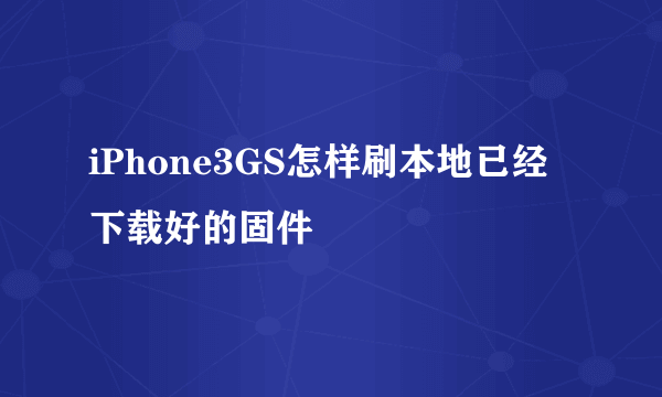 iPhone3GS怎样刷本地已经下载好的固件