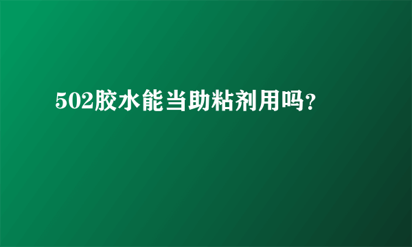 502胶水能当助粘剂用吗？