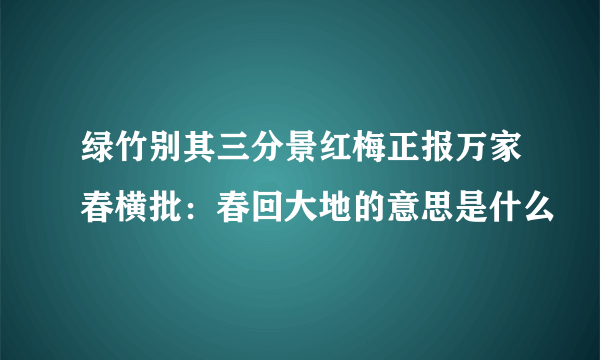 绿竹别其三分景红梅正报万家春横批：春回大地的意思是什么