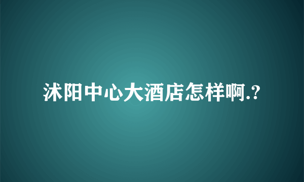 沭阳中心大酒店怎样啊.?