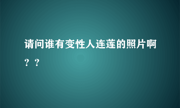 请问谁有变性人连莲的照片啊？？