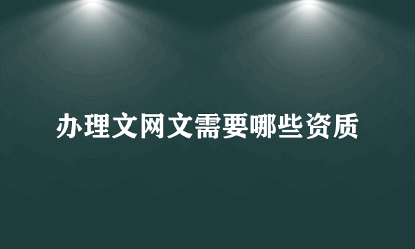 办理文网文需要哪些资质