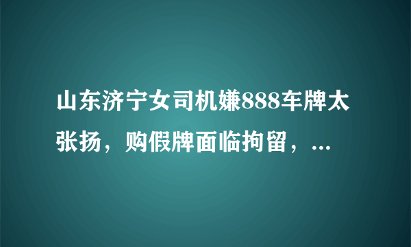 山东济宁女司机嫌888车牌太张扬，购假牌面临拘留，你怎么看？