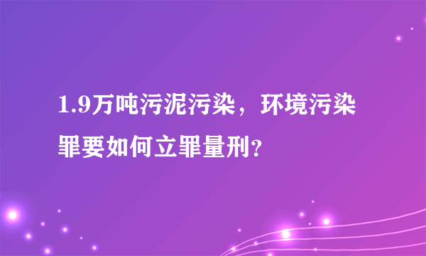 1.9万吨污泥污染，环境污染罪要如何立罪量刑？