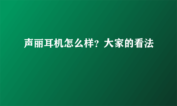 声丽耳机怎么样？大家的看法