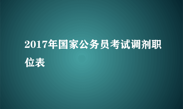 2017年国家公务员考试调剂职位表